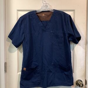 Carhartt Utility Scrub Short Sleeve V-Neck Top, Navy Size Small